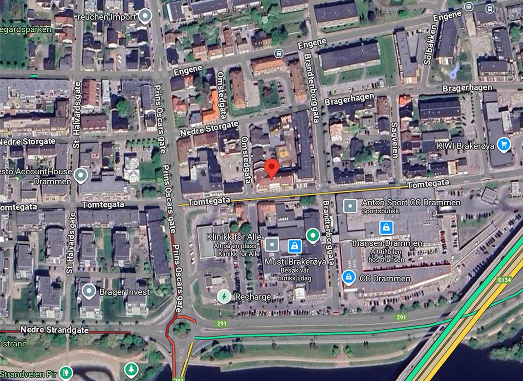 Kart over Tomtegata 31, 3012 Drammen