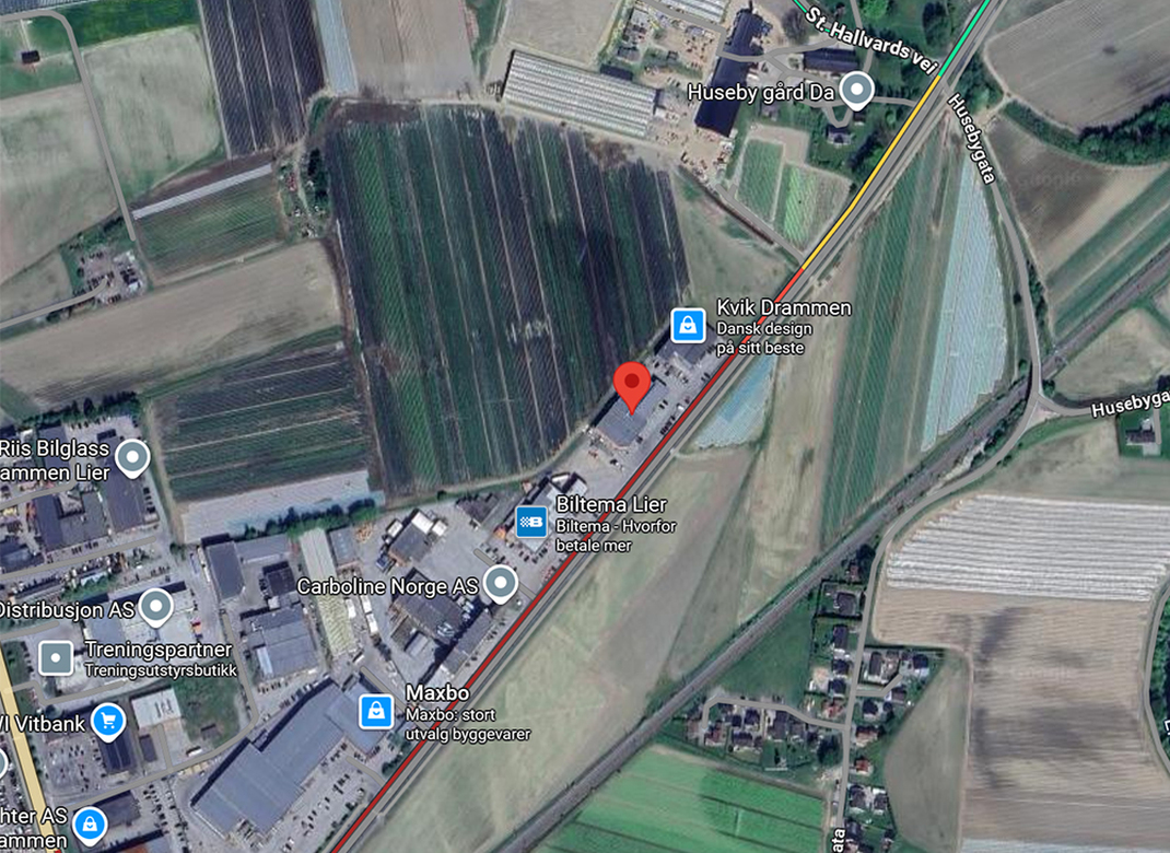 Kart over Husebysletta 19, 3414 Lierstranda