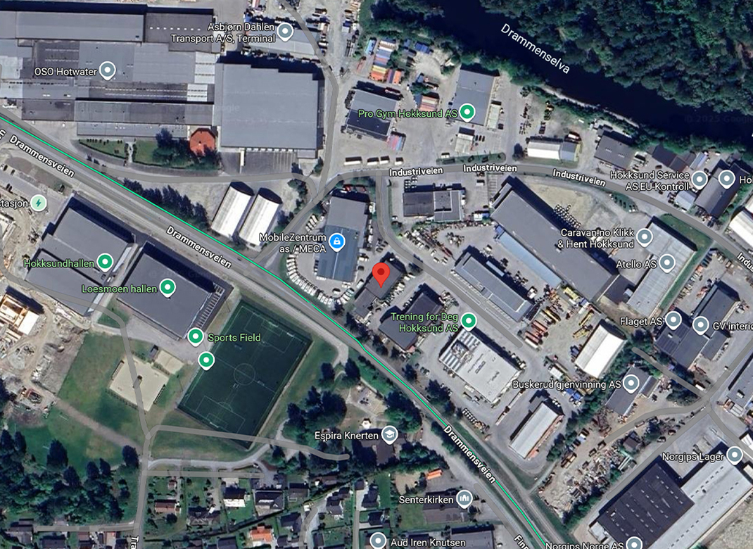 Kart over Industriveien 4, Hokksund
