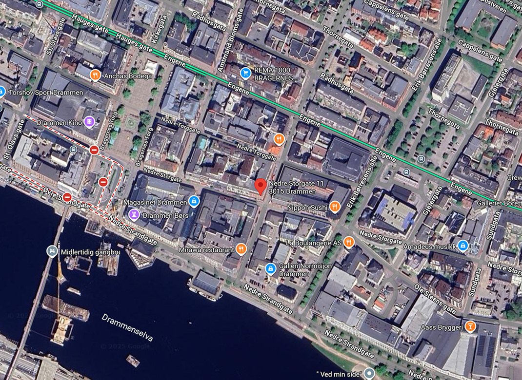 Kart over Nedre Storgate 11, 3015 Drammen